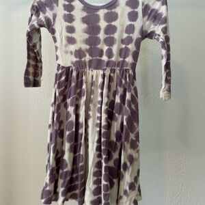 Kyte Baby Toddler long sleeve twirl dress in retired print Taro riptide 18-24